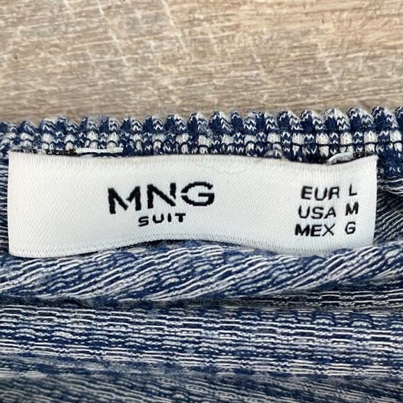 Mango Blue White Gingham Flowy Cami Top Tank Blouse - Picture 7 of 11